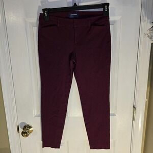 Old Navy Pixie Mid Rise Ankle Dress Pants Womens Size‎ 4 Burgundy Career